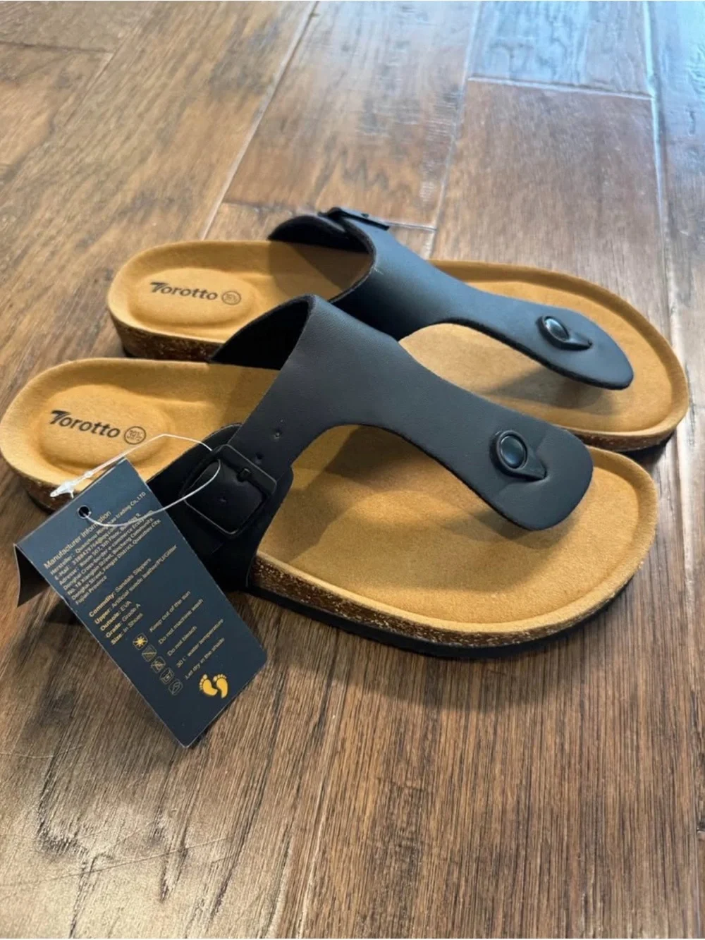 Women’s Black T-Strap Cork Footbed Sandals